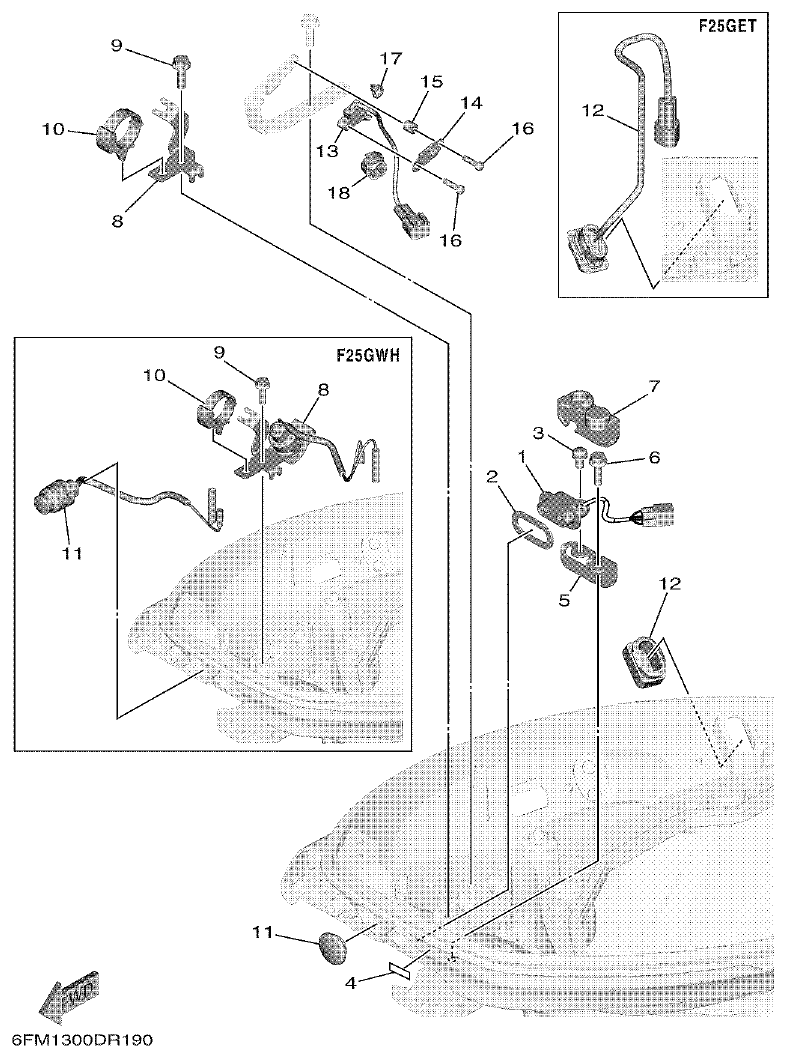 Yamaha F25G ELECTRICAL 5 parts diagram